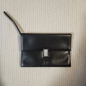 Dunhill Black Leather Wristlet Clutch